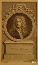 Addison, Joseph, 1672 - 1719, Wilston (Wiltshire), London, Englischer Dichter, Essayist und Publizist. 1697 Dozent in Oxford, 170618 im Staastdienst. 1711/12 Herausgeber des 