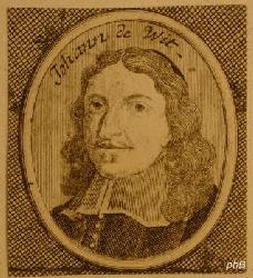 Witt, Jan. (Johan) de, 1625 - 1672, Dordrecht, im Haag [ermordet], Ratspensionr von Holland. Entwickelte die Grundlagen der Versicherungsmathematik., Portrait, , der Zeit.