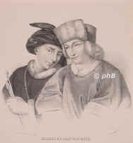 Eyck, Hubert van, 1366 - 1426, , , Niederlndischer Maler, Begrnder der altflandrischen Schule., Portrait, LITHOGRAPHIE:, Sidoux (del.?)   Lith de Chabert.