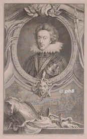 ENGLAND: Henry Frederick, Prinz von Wales, 1594 - 1612, Stirling Castle, St Jame's Palace, Ältester Sohn von König James I. Stuart (1566–1625) u. Anne von Dänemark (1574–1619); unvermählt – .Früh verstorbener älterer Bruder von König Karl I. (1600–1649)., Portrait, KUPFERSTICH:, J. Oliver pinx. –  J. Houbraken sc. 1738.