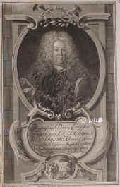 Windisch-Graetz (Windischgrts), Ernst Friedrich Graf von, 1670 - 1727, , , 1694 kaiserl. Gesandter in Dresden, 1701 in Regensburg, 1714 Reichshofratsprsident., Portrait, KUPFERSTICH:, Aurbach pinx.   Wortmann sc. 1719.