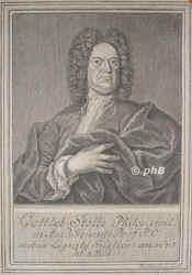 Stolle, Gottlieb, 1673 - 1744, Liegnitz, Jena, Dichter, Philologe. Jena, Hildburghausen. Stud. in Breslau, Leipzig., Portrait, KUPFERSTICH:, Rosbach sc.