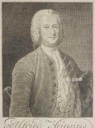 Heinsius, Gottfried, 1709 - 1769, Naumburg, , Mathematiker, Astronom. Prof. in Leipzig., Portrait, KUPFERSTICH:, E. G. Haussmann pinx. –  J. C. G. Fritzsch sc.