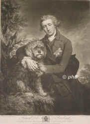 Buccleugh, Henry Duke of,  1746 - 1812, , , Vermhlt mit Elizabeth Brudenell-Montagu (1743-1827); nahm nach dem Tode des letzten Herzogs von Montagu den Familiennamen Montagu an., Portrait, MEZZOTINTO:, Gainsborough pinx.   J. Dixon fec.
