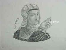 Laura,, um 1308 - 1348, , [an der Pest], Dichterin, die Geliebte Petrarcas., Portrait, PUNKTIERSTICH:, [Riepenhausen sc. ?]