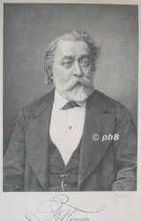 Hansen, Theophil Edvard von, 1813 - 1891, Kopenhagen, Wien, Architekt, seit 1846 in Wien. 1868 Prof. an der Wiener Akademie., Portrait, KUPFERSTICH:, G. Frank sc. [ca 1880]