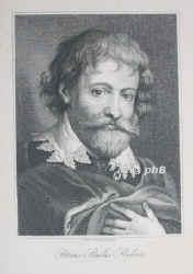 Rubens, Peter Paul, 1577 - 1640, Siegen (Nassau), Antwerpen, Flmischer Maler, auch Zeichner und Kupferstecher., Portrait, KUPFERSTICH:, [A. v. Dyck pinx.]  Ed. Eichens sc.