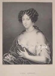 Mancini, Maria, 1640 - 1715, Rom, , Nichte des Kardinals Mazarin, Jugendgeliebte Ludwigs XIV., Portrait, STAHLSTICH:, Mignard pinx.   A.H. Payne sc.  [um 1860]