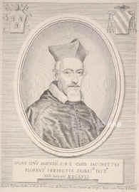 Sacchetti, Giulio Cesare,  - 1663, , , Bischof von Gravina, ppstlicher Nunzius in Spanien. Kardinal 1626., Portrait, KUPFERSTICH:, Jos. Testana del. et sc.