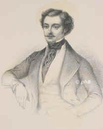 Roger, Gustav Hippol., 1815 - 1879, , , Französischer Tenor, gastierte nach 1850 in vielen deutschen Städten, verlor einen Arm und wurde Gesanglehrer., Portrait, RADIERUNG:, ohne Adresse, um 1845