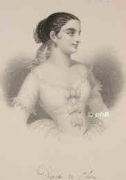 Oliva, Pepita de, 1830 - 1871, Malaga, Bordeaux [im Kindbett], Tnzerin in Berlin, Wien, Mnchen., Portrait, STAHL-RADIERUNG:, Weger u. Singer sc.