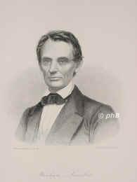 Lincoln, Abraham, 1809 - 1865, , [ermordet], Prsident der Vereinigten Staaten., Portrait, STAHLSTICH:, Brady phot. Weger sc.