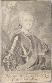 Sulkowski, Alexander Joseph Frst, 1695 - 1762, , Lissa, Kurschs. und polnischer General und Minister., Portrait, KUPFERSTICH:, Sysang sc.