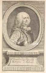 Baschi (Bacchi), Marquis d'Aubais, Charles de, 1686 - 1777, , , Franzsischer Geograph und Historiker., Portrait, KUPFERSTICH:, Sysang sc.