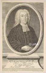 Wollesky, Johann Heinrich, 1708 - nach 1763, Borna, , Diakon in Strehla, 1735 Pastor in Falkenhain im Stift Wurzen., Portrait, KUPFERSTICH:, E. G. Hausmann Pict. Reg. Pol. pinx. –  J. M. Bernigeroth sc. 1743.