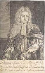 Strafford, Thomas Earl of,  - 1739, , , Englischer Gesandter zum Utrechter Friedensschlu., Portrait, RADIERUNG der Zeit:, ohne Adresse