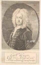 Wager, Carl, 1666 - 1743, , , Englischer Admiralitts-Commissar., Portrait, KUPFERSTICH der Zeit:, ohne Adresse