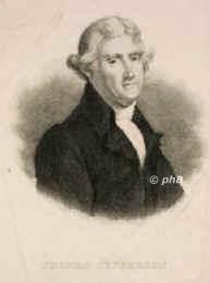 Jefferson, Thomas, 1743 - 1826, , , Prsident der Vereinigten Staaten., Portrait, STAHLSTICH:, Carl Mayer sc.  [um 1850]