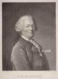 Rabener, Gottlieb Wilhelm, 1714 - 1771, Wachau bei Leipzig, Dresden, Schriftsteller, Satiriker. 1741 Steuerrevisor in Leipzig, seit 1753 in Dresden., Portrait, KUPFERSTICH:, A. Graff pinx.  C. G. Scherff sc.