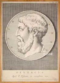 Pittakos,, 650 v.Chr. - 570 v.Chr., Mytilene (Lesbos), , Einer der sieben Weisen Griechenlands., Portrait, KUPFERSTICH:, ohne Adresse