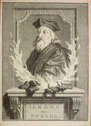 Hieronymus von Prag,   - 1416, , Konstanz [verbrannt], Anhnger des Huss. Prag, Paris, Kln, Oxford, Hirsau., Portrait, KUPFERSTICH:, B. Picart sc. 1712.
