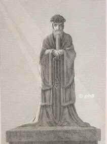 Konfuzius (chines. K'ung Fu Tzu), um 551 v.Chr. - um 479 v.Chr.,  , , Chinesischer Staatsphilosoph und Sittenlehrer., Portrait, STAHLSTICH:, ohne Adresse,  um 1840
