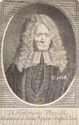 Ruysch, Fredrik, 1638 - 1731, Den Haag, Amsterdam, Niederlndischer Arzt, Anatom, Chirurg u. Botaniker. 1661 Apotheker in Den Haag, 1666 Professor in Amsterdam., Portrait, KUPFERSTICH:, [Bernigeroth sc.]