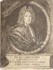 Lehmann, Johann Jakob, 1683 - 1740, Erfurt, , Prof. der Philosophie in Jena., Portrait, RADIERUNG:, Georg Heinr. Dusch pinx. –  Jacob Petrus sc. Erffurti.