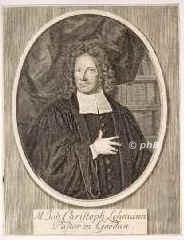 Lehmann, Johann Christoph, 1657 - , , , Pastor in Senftenberg und Goeda., Portrait, KUPFERSTICH der Zeit:, ohne Adresse