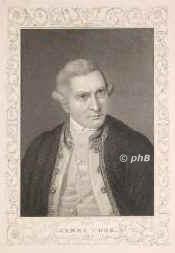 Cook, James, 1728 - 1779, Marton-in-Cleveland , Hawaii [im Kampf mit Eingeborenen], Seefahrer, Forschungsreisender, Kartograph., Portrait, STAHLSTICH:, Carl Mayer sc.