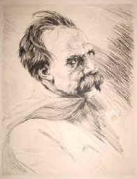 Nietzsche, Friedrich Wilhelm, 1854 - 1900, Röcken bei Lützen, Weimar, Deutscher Philosoph., Portrait, RADIERUNG:, Karl Bauer sc.
