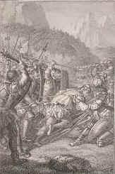 Winkelried, Arnold von,   - , , , Schweizer Ritter, entschied 9. Juli 1386 die Schlacht bei Sempach., Portrait, KUPFERSTICH:, Schubert del.   Zschoch sc.