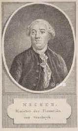 Necker, Jacques, 1732 - 1804, Genf, Coppet, Franzsicher Finanzminister. Bankier., Portrait, PUNKTIERSTICH der Zeit:, hollndisch, ohne Adresse