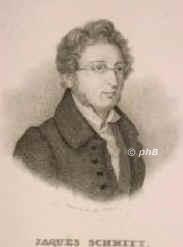 Schmitt, Jacob (Jaques), 1803 - 1853, Obenburg bei Aschaffenburg, Hamburg, Pianist u. Komponist, lebte seit 1825 als Klavierlehrer in Hamburg., Portrait, PUNKTIERSTICH:, Carl Mayer sc.