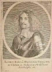 Wassenaar, Jacob van, 1610 - 1665, , bei Lestoffe [untergegangen], Herr von Opdam. Hollndischer Admiral. 1648 Gesandter der Generalstaaten in Cleve, 1651 in Cleve und Dsseldorf. 1658 Fhrer der Hilfsflotte fr Friedrich III. von Dnemark, lieferte dem schwed. Admiral Wrangel die Schlacht im Sund., Portrait, KUPFERSTICH:, E. N[essenthaler] sc.