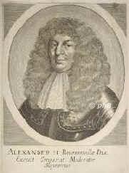 Bournonville, Alexandre-Hippolyte-Baltazar de Hennin, (1658) prince de, 1620 - 1690, , , Kaiserlicher Generalfeldmarschall., Portrait, KUPFERSTICH:, [Merian exc. 1682]