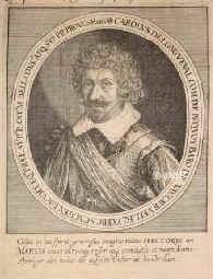 Bucquoi (Bucquoy) Carl Bonaventura, Herr von Longueval, Graf von, 1571 - 1621, Arras, vor Neuhusel Ungarn [gefallen], Spanischer u. kaiserl. Heerfher, bis 1618 in den Niederlanden unter Erzherzog Albrecht, 1613 Grand Bailli des Hennegau, seit 1618 in kaiserl. Diensten in Bhmen u. Mhren., Portrait, KUPFERSTICH:, [Merian exc.]