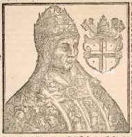 PAPST: Felix V. (Amadeus VIII., Herzog von Savoyen), 1383 - 1451, Chambery, Genua, Regent in Savoyen 13911434. ltester Sohn von Graf Amadeus VII. (13601391) u. Bonne de Berry (13621435); vermhlt 1401 mit Marie de Bourgogne (13801422).   1416 erster Herzog von Savoyen, erbt 1418 Piemont.  Vom Konzil in Baseler 1439 zum Papst erwhlt, als Felix V. gekrnt. Letzter Gegenpapst, seine Wrde 1449 niedergelegt. Kardinal u. Bischof von Sabina.  Stifter des Ritterordens des hl.Mauritius. [> SAVOYEN: Amedeo VIII., Portrait, BUCHHOLZSCHNITT:, ohne Adresse, 16. Jh.