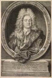 Hbner, Johann, 1668 - 1731, Trchau bei Zittau, Hamburg, Pdagoge, Geograph, Genealoge, Schriftsteller. 1694 Rektor in Merseburg, 1711 in Hamburg., Portrait, SCHABKUNST:, Joh. Kenkel sc.