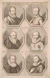 SAMMELBILD: [Schweizer Maler - Sechs Brustbilder auf einem Blatt],,  - , , , Joos Maurer (1580) Aet.50; Dietr. Meyer (1659 gest.) aet.88;Heinr. Wgmann; Conr. Gyger (1674 gest.) aet.77; Conr. Meyer (*1618-75???), alle Maler aus Zrich, sowie Tobias Stimmer (..), Maler von Schafhausen., Portrait, RADIERUNG:, [Phil. Kilian sc. (?)]