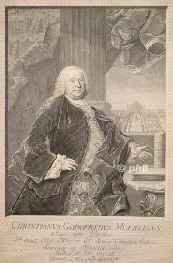 Moerlin, Christian Gottfried, 1703 - 1754, , , Jurist. Ratsherr und Stadtrichter in Leipzig, kursächsischer Hofrat., Portrait, KUPFERSTICH:, E. G. Hausmann post mortem pinx. 1754. –  J. M. Bernigeroth sc. 1755