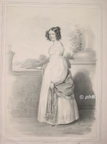 Solms-Braunfels, Maria Anna, Prinzessin zu, geb. Grfin Kinsky von Wchinitz u. Tettau, 1809 - 1892, Prag, Pegli bei Genua (Italien), Tochter von Graf Franz de Paula Joseph Kinsky (17841892) u. Therese Grfin von Wrbna u. Freudenthal (17891874); 1831 Gemahlin von Friedrich Wilhelm Prinz zu SolmsBraunfels (18011868)., Portrait, LITHOGRAPHIE mit Tonplatte:, vor dem Knstlernamen [um 1835]